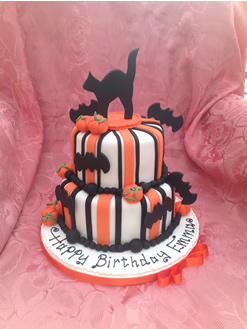 Tiered Birthday Cake decorated with a Cat